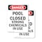 Signmission Portrait Pool Closed Strong Chemicals In Use Danger Sign, Plastic, 7in W x 10in L, 2PK OS-2PACK-DS-P-710-V-1625 - alternate 1